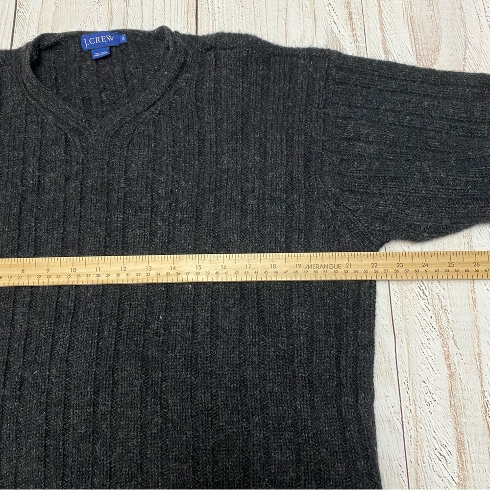 J. Crew Men's Wool Charcoal V-Neck Sweater - Picture 5 of 7